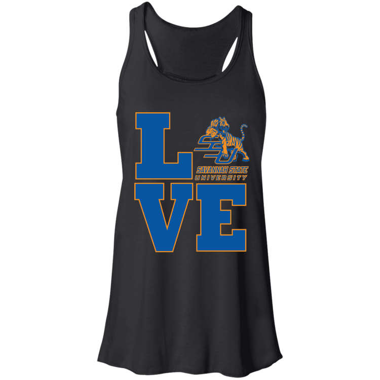 Savannah State - LOVE - Fashion Fitted Women's Flowy Racerback Tank
