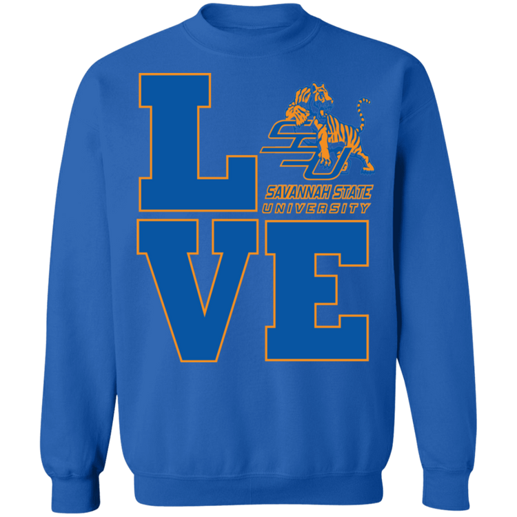Savannah State - LOVE - Crewneck Pullover Sweatshirt  8 oz.