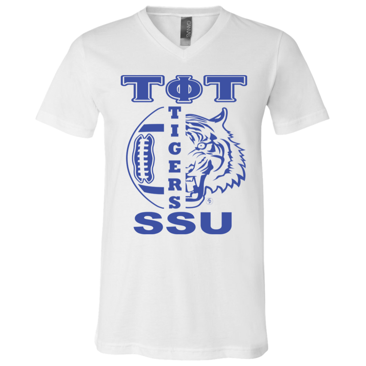 SSU - Tigers Football - Blue - Fashion Fitted Men's V-Neck T-Shirt