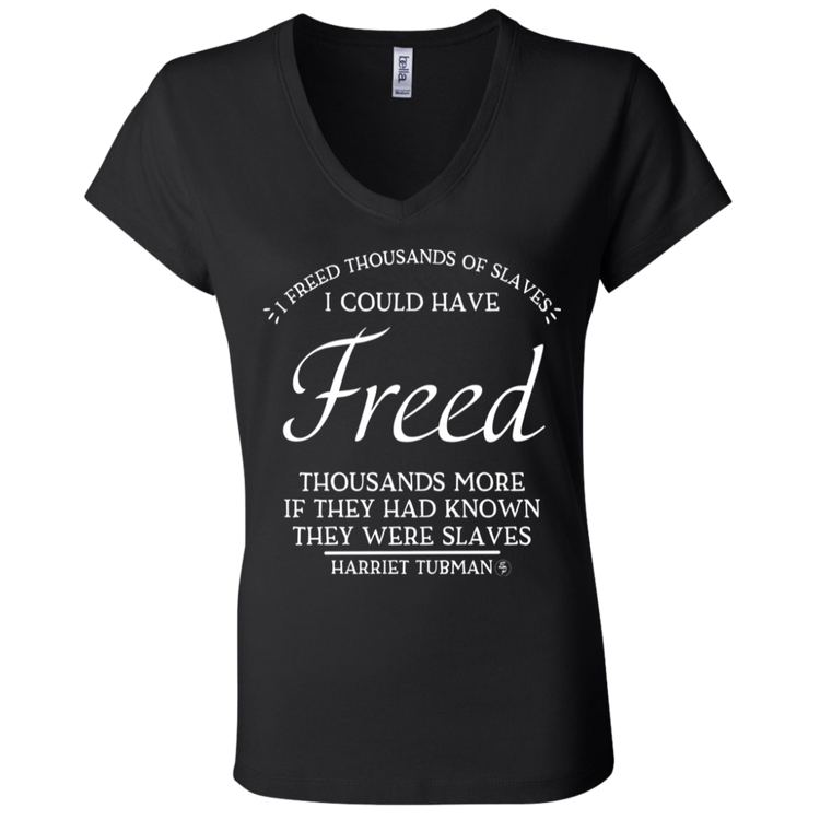 Tubman - I Could Have Freed More - White - Fashion Fitted Women's V-Neck T-Shirt