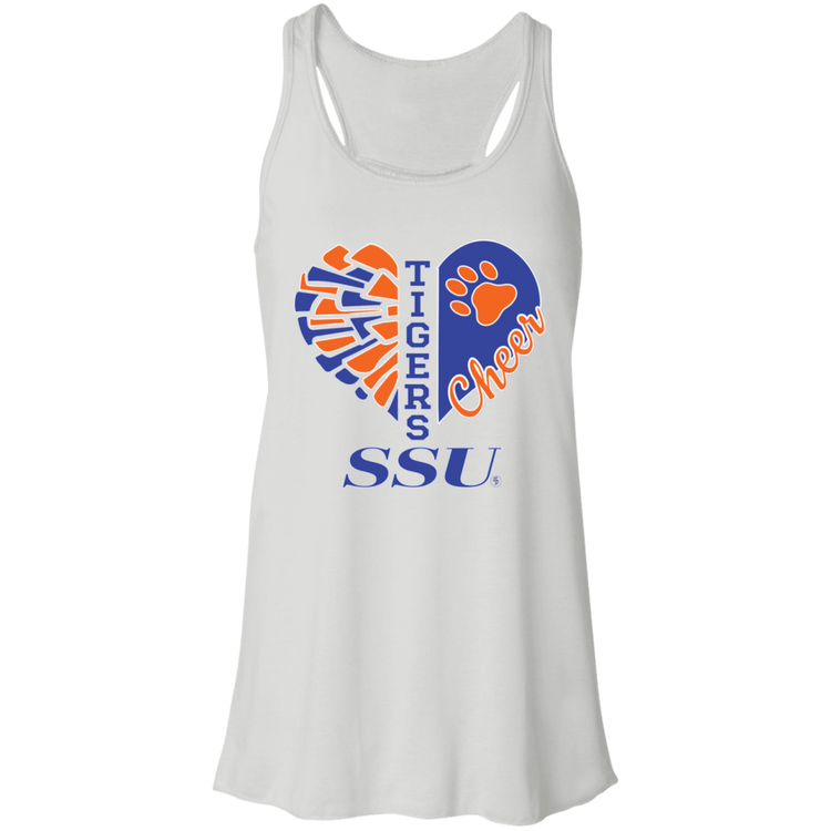 SSU - Tigers Cheer - Fashion Fitted Women's Flowy Racerback Tank