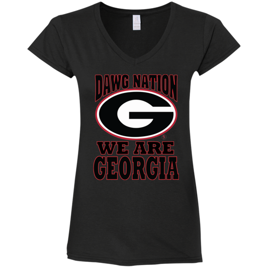 UGA - Dawg Nation - Women's Fitted Softstyle V-Neck Tee