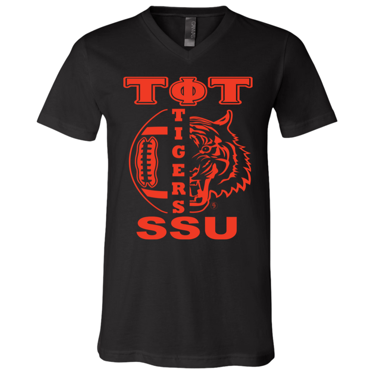 SSU - Tigers Football - Orange - Fashion Fitted Men's V-Neck T-Shirt