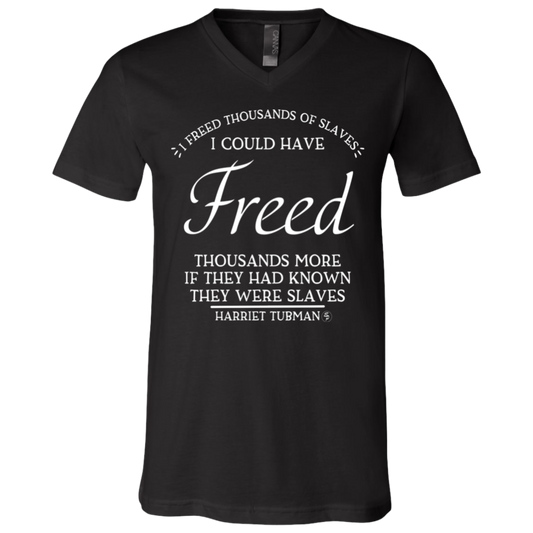 Tubman - I Could Have Freed More - White - Fashion Fitted Men's V-Neck T-Shirt