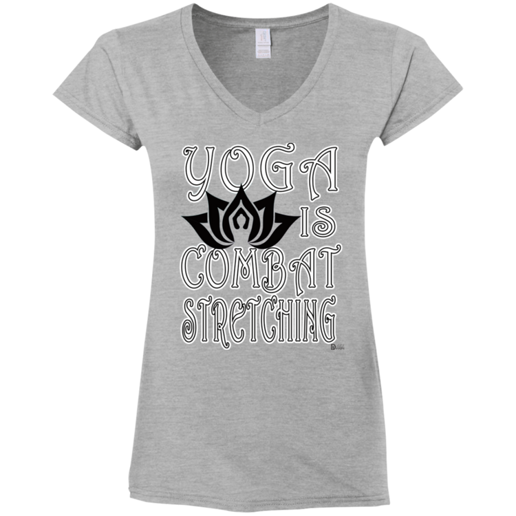 Womens - YOGA is Combat Stretching - Women's Fitted Softstyle V-Neck Tee