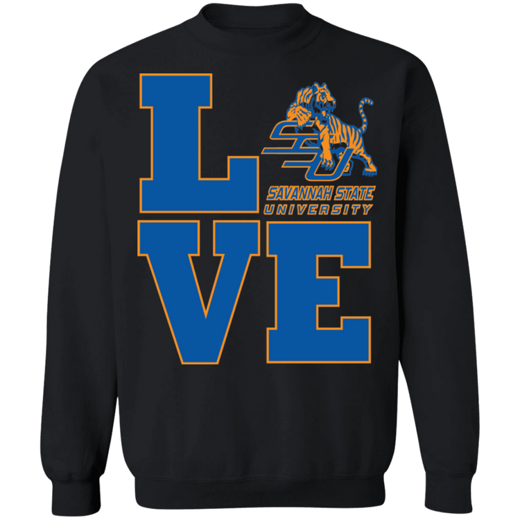 Savannah State - LOVE - Crewneck Pullover Sweatshirt  8 oz.