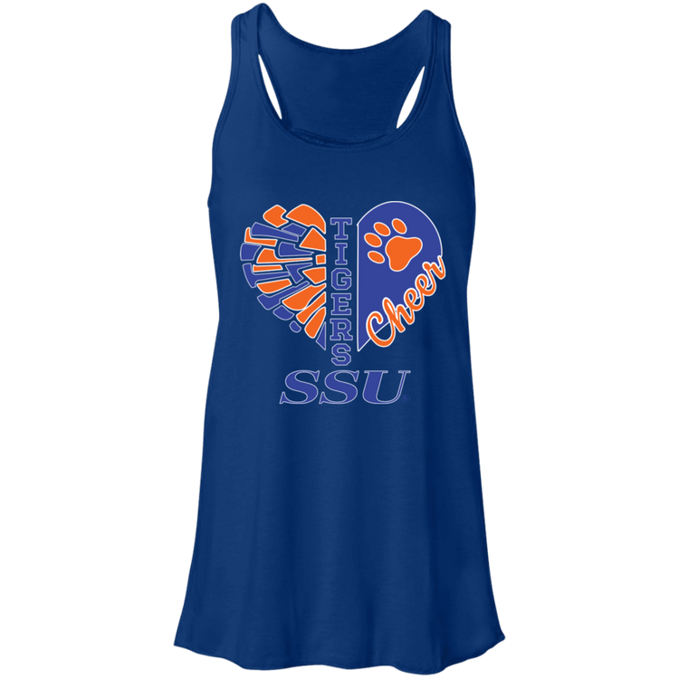 SSU - Tigers Cheer - Fashion Fitted Women's Flowy Racerback Tank