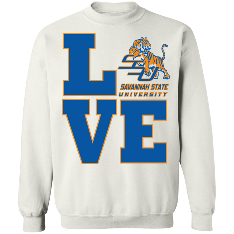 Savannah State - LOVE - Crewneck Pullover Sweatshirt  8 oz.