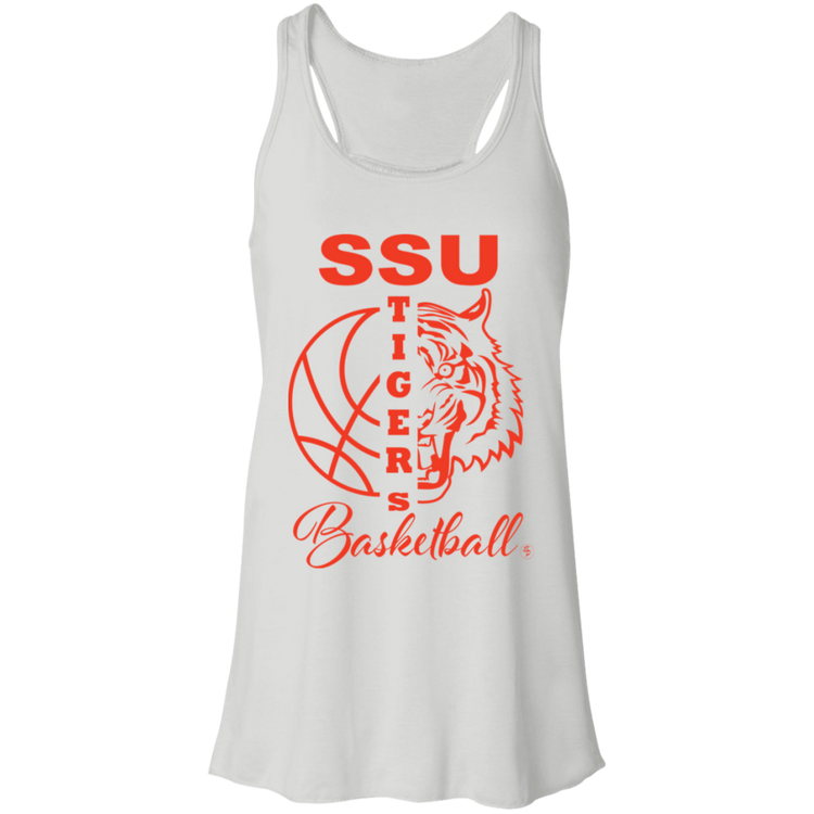 SSU - Tigers Basketball - Orange - Fashion Fitted Women's Flowy Racerback Tank