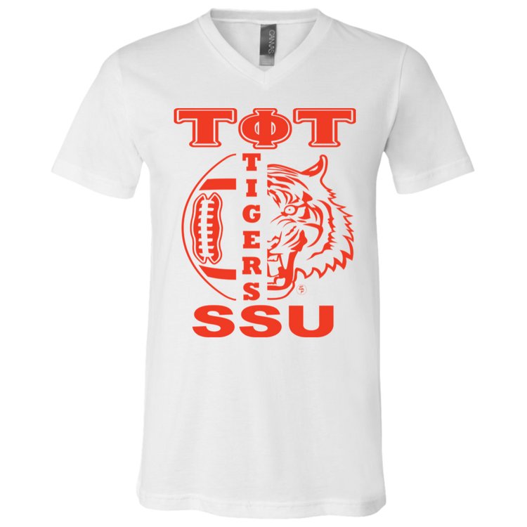 SSU - Tigers Football - Orange - Fashion Fitted Men's V-Neck T-Shirt