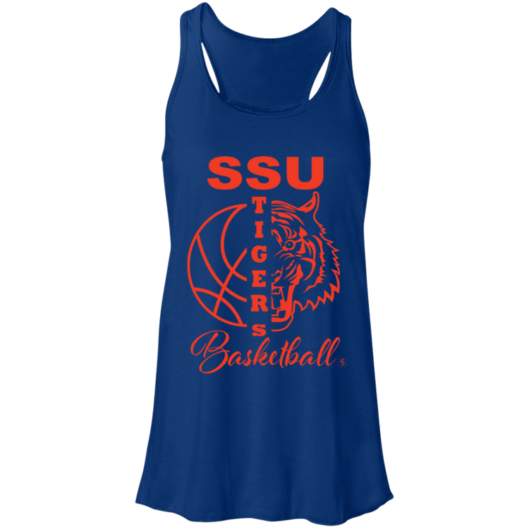 SSU - Tigers Basketball - Orange - Fashion Fitted Women's Flowy Racerback Tank