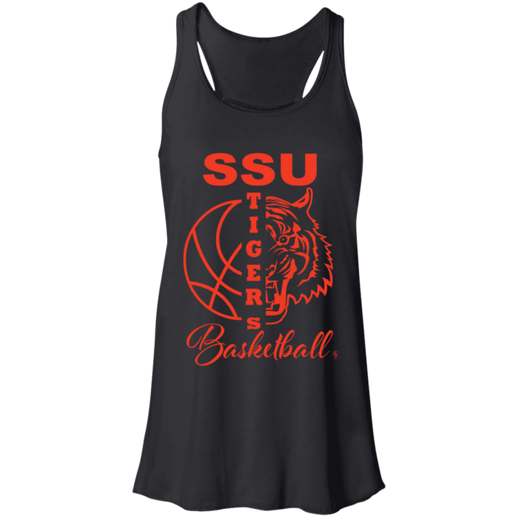 SSU - Tigers Basketball - Orange - Fashion Fitted Women's Flowy Racerback Tank